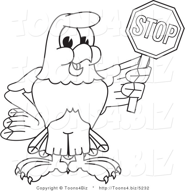 Vector Illustration of a Bald Eagle Holding a Stop Sign Outline