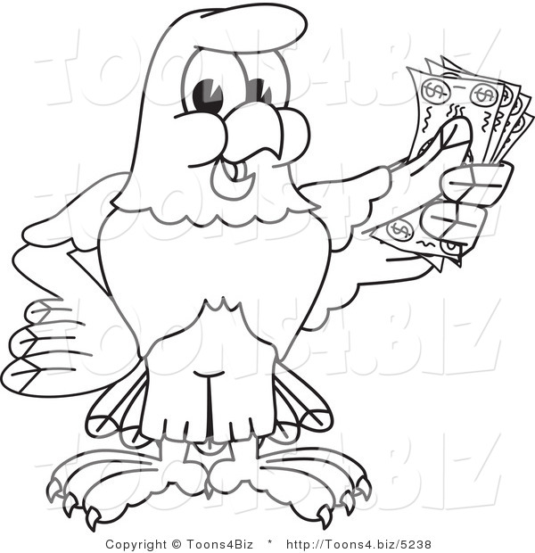 Vector Illustration of a Bald Eagle Holding Money Outline