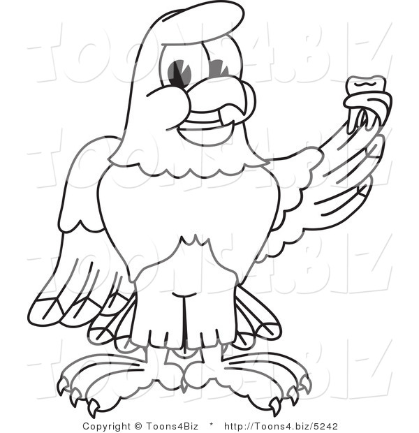 Vector Illustration of a Bald Eagle Holding up a Tooth Outline