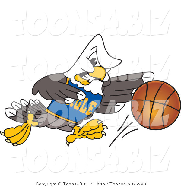Vector Illustration of a Bald Eagle Mascot Basketball Player