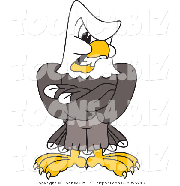 Vector Illustration of a Bald Eagle Mascot Being Stern