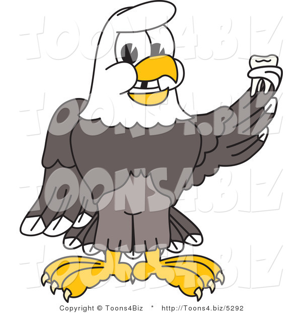 Vector Illustration of a Bald Eagle Mascot Holding a Tooth