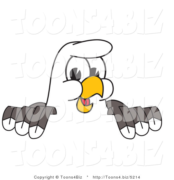 Vector Illustration of a Bald Eagle Mascot Looking over a Surface