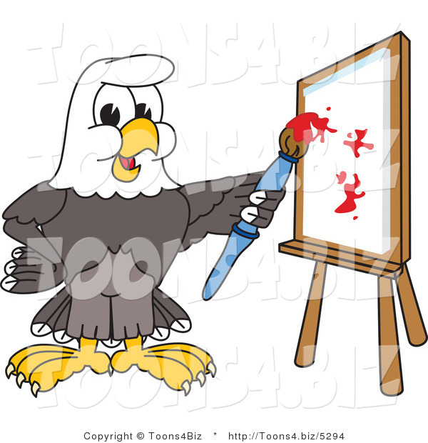 Vector Illustration of a Bald Eagle Mascot Painting