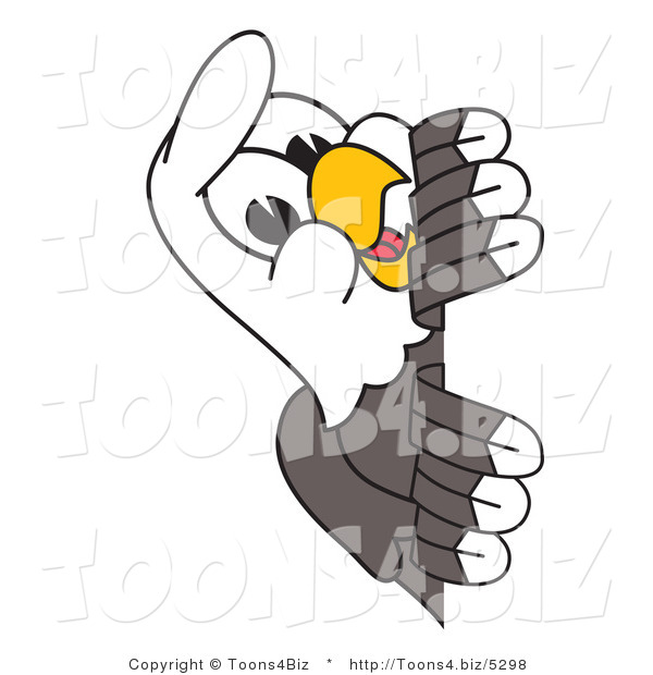 Vector Illustration of a Bald Eagle Mascot Peeking