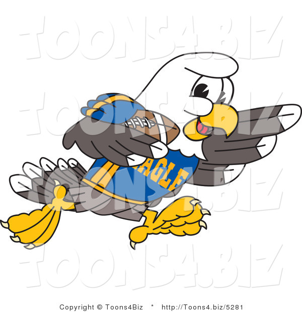 Vector Illustration of a Bald Eagle Mascot Playing Football