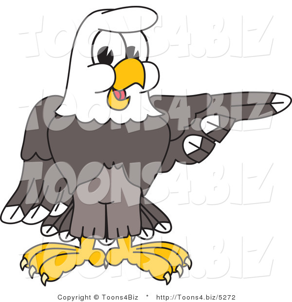 Vector Illustration of a Bald Eagle Mascot Pointing