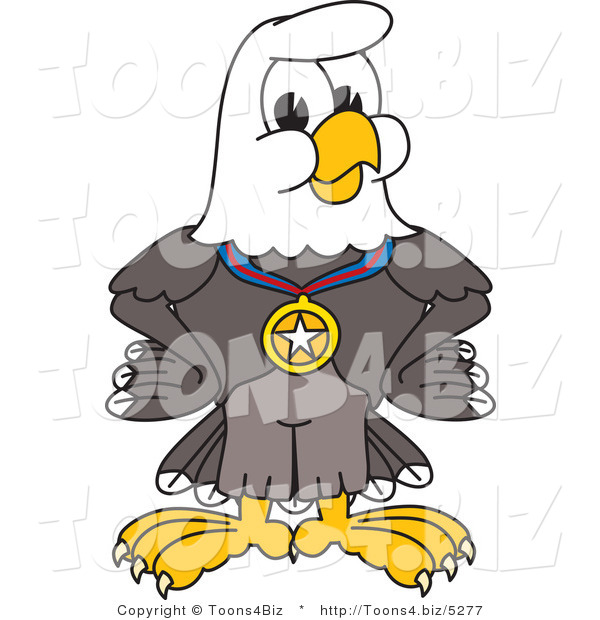 Vector Illustration of a Bald Eagle Mascot Wearing a Medal