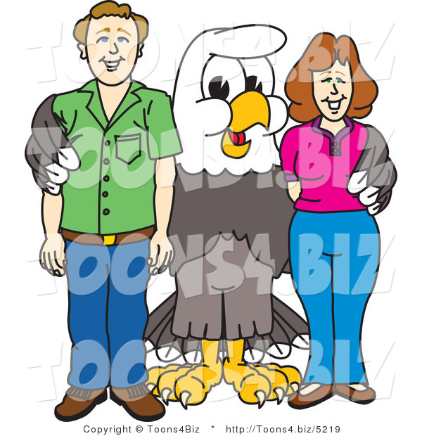 Vector Illustration of a Bald Eagle Mascot with Adults