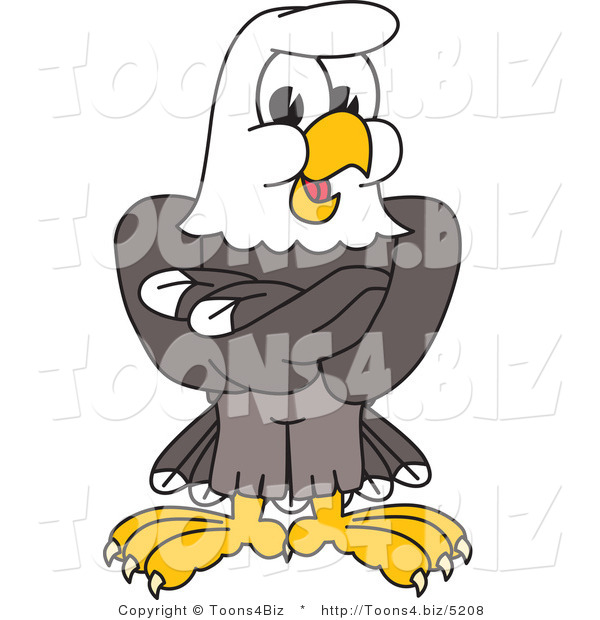 Vector Illustration of a Bald Eagle Mascot with His Arms Crossed