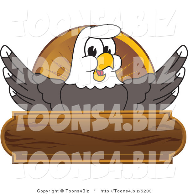 Vector Illustration of a Bald Eagle Mascot Wooden Logo