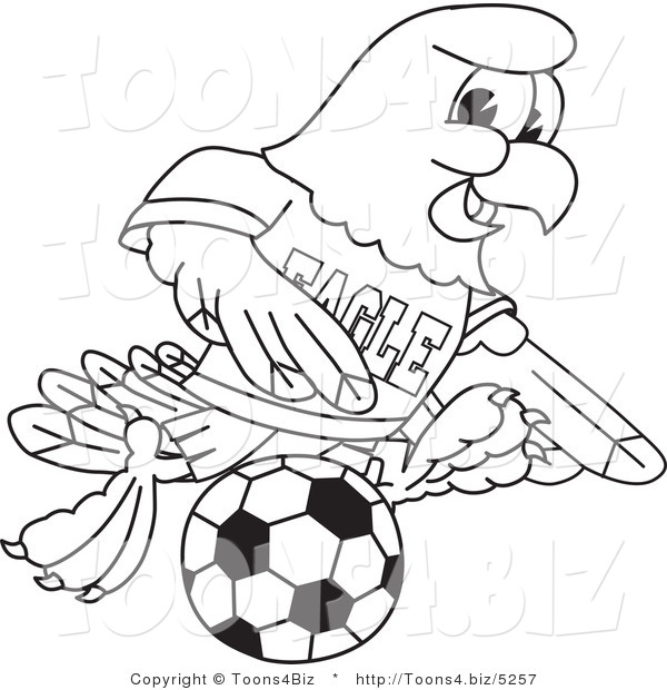 Vector Illustration of a Bald Eagle Playing Soccer Outline