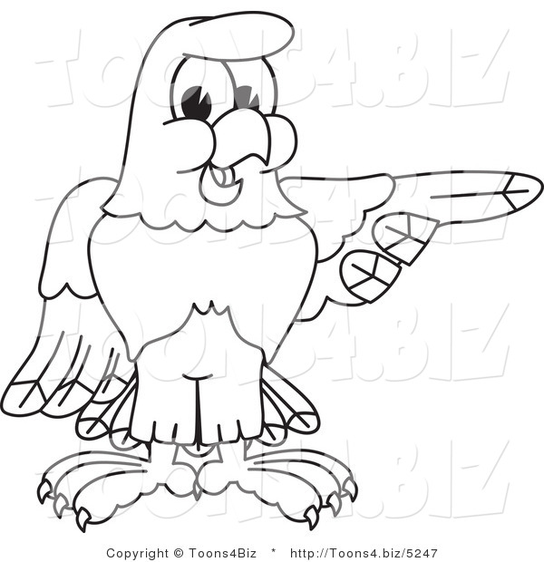 Vector Illustration of a Bald Eagle Pointing Outline