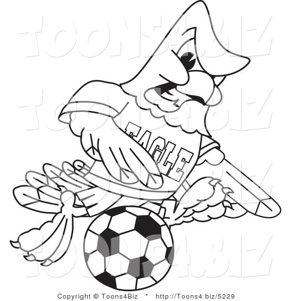 Vector Illustration of a Bald Eagle Soccer Player Outline