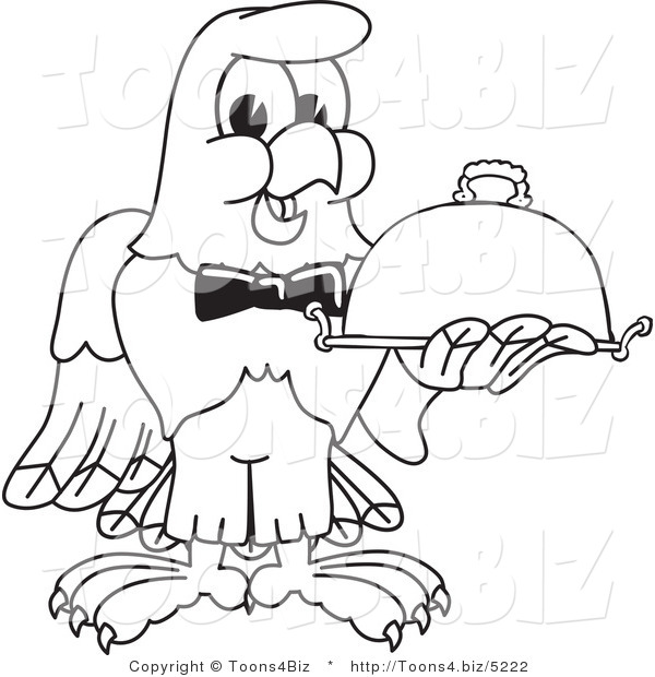 Vector Illustration of a Bald Eagle Waiter Outline