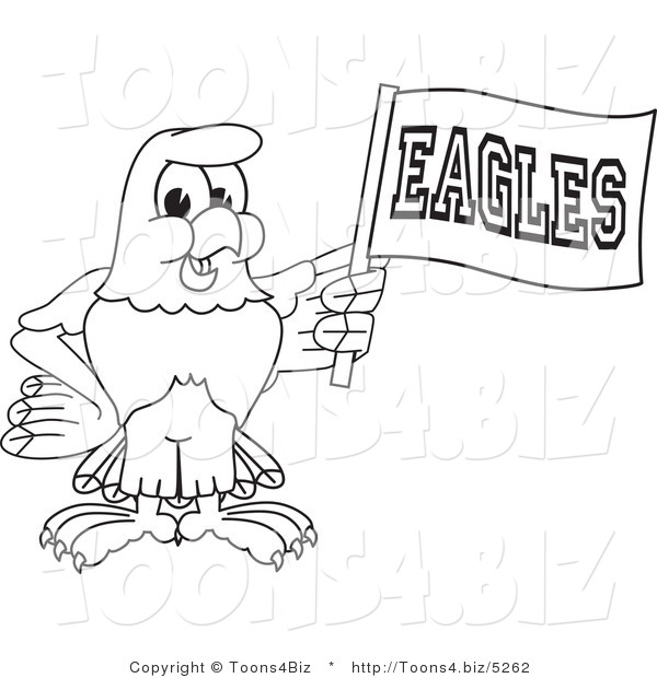 Vector Illustration of a Bald Eagle Waving an Eagles Flag Outline