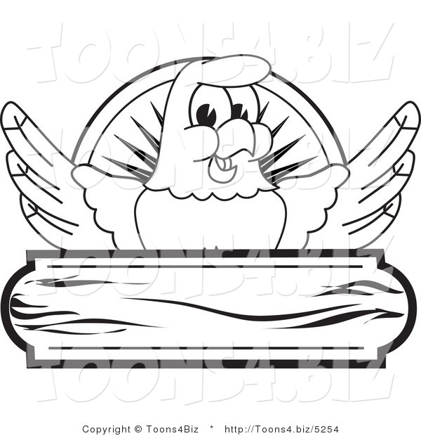 Vector Illustration of a Bald Eagle Wooden Logo Outline