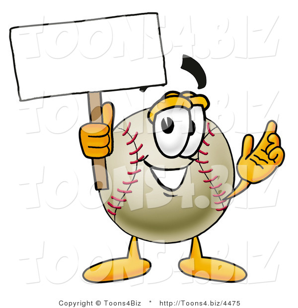 Vector Illustration of a Baseball Mascot Holding a Blank Sign