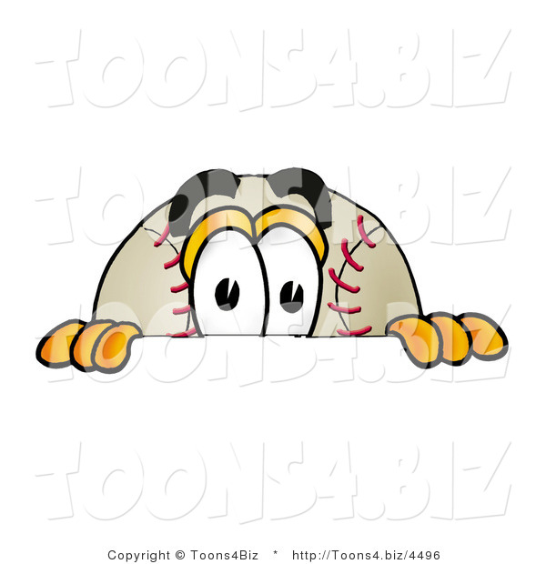 Vector Illustration of a Baseball Mascot Peeking over a Surface