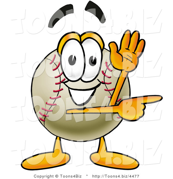 Vector Illustration of a Baseball Mascot Waving and Pointing