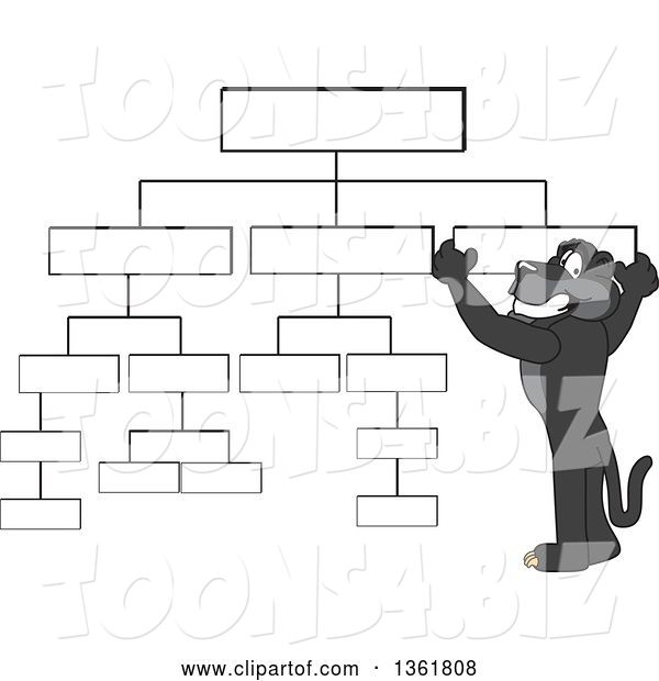 Vector Illustration of a Black Panther School Mascot Setting up a Chart, Symbolizing Organization