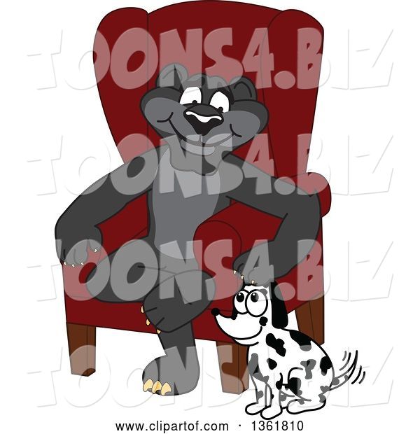 Vector Illustration of a Black Panther School Mascot Sitting by a Dog, Symbolizing Responsibility