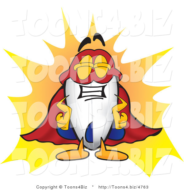 Vector Illustration of a Blimp Mascot Dressed As a Super Hero