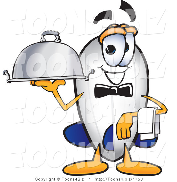 Vector Illustration of a Blimp Mascot Holding a Serving Platter