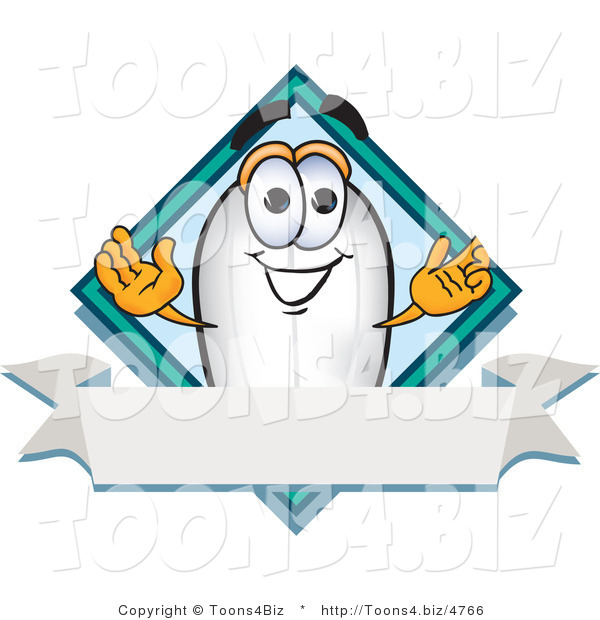 Vector Illustration of a Blimp Mascot with a Blank Ribbon Label