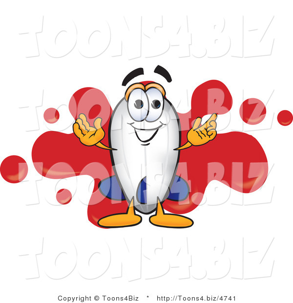 Vector Illustration of a Blimp Mascot with a Red Paint Splatter