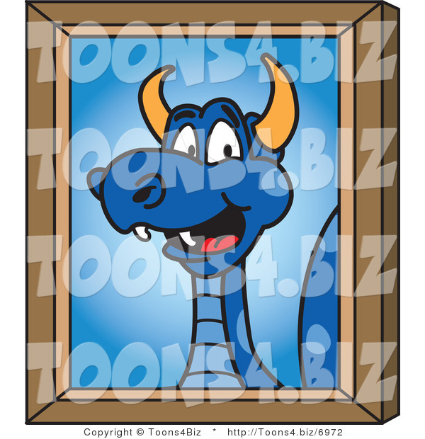 Vector Illustration of a Blue Cartoon Dragon Mascot Portrait