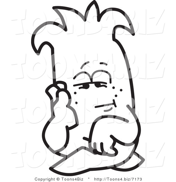 Vector Illustration of a Bored Outlined Cartoon Character