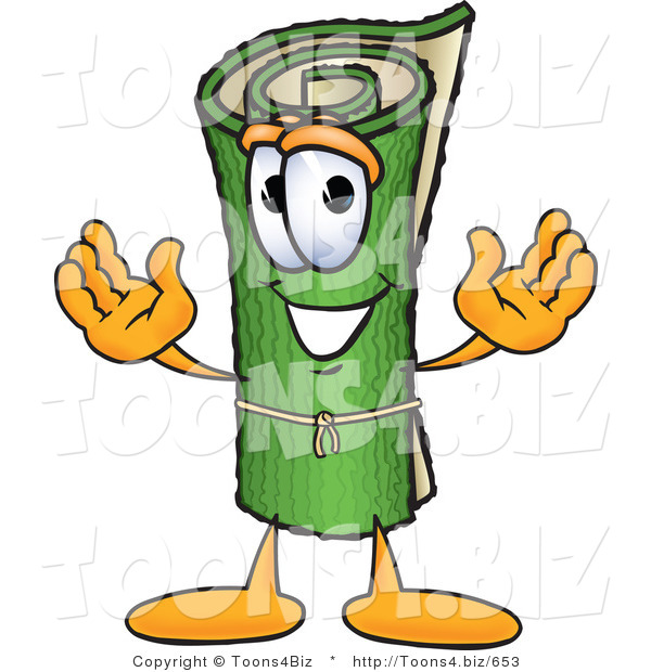 Vector Illustration of a Carpet Roll Mascot Cartoon Character