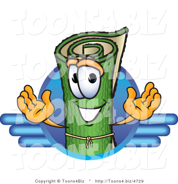 Vector Illustration of a Carpet Roll Mascot Logo with Blue Lines