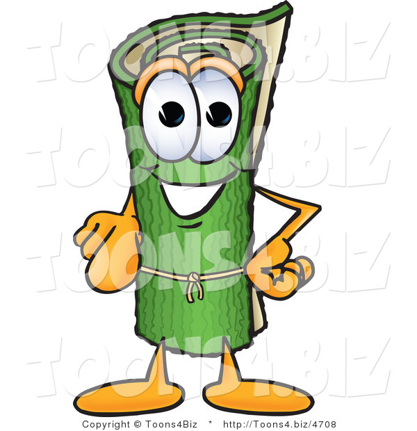 Vector Illustration of a Carpet Roll Mascot Pointing at the Viewer