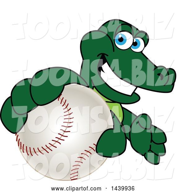 Vector Illustration of a Cartoon Alligator Mascot Grabbing a Baseball