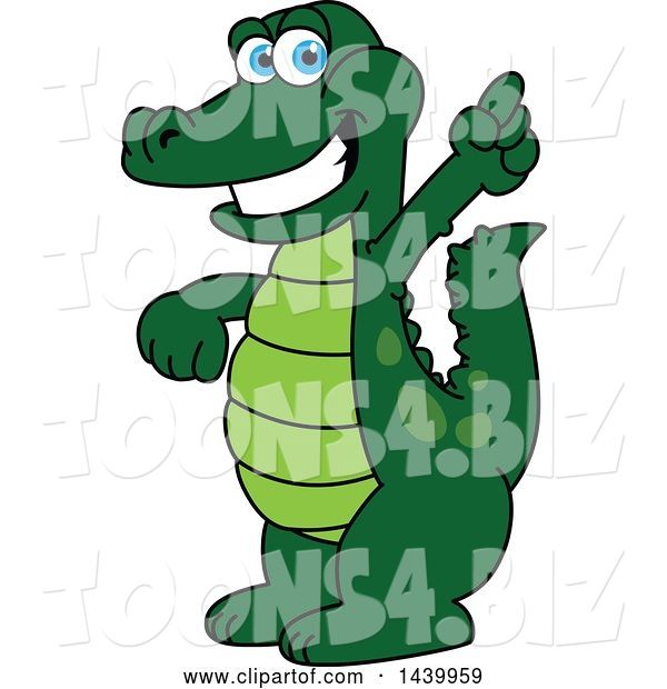 Vector Illustration of a Cartoon Alligator Mascot Holding up a Finger