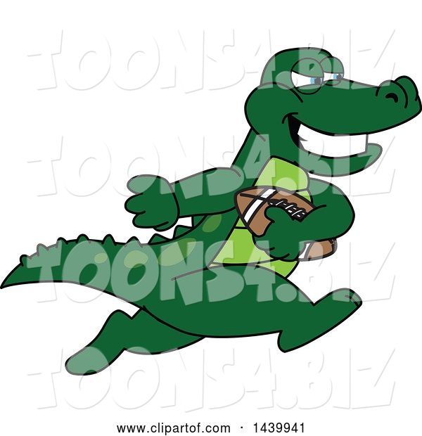 Vector Illustration of a Cartoon Alligator Mascot Playing Football