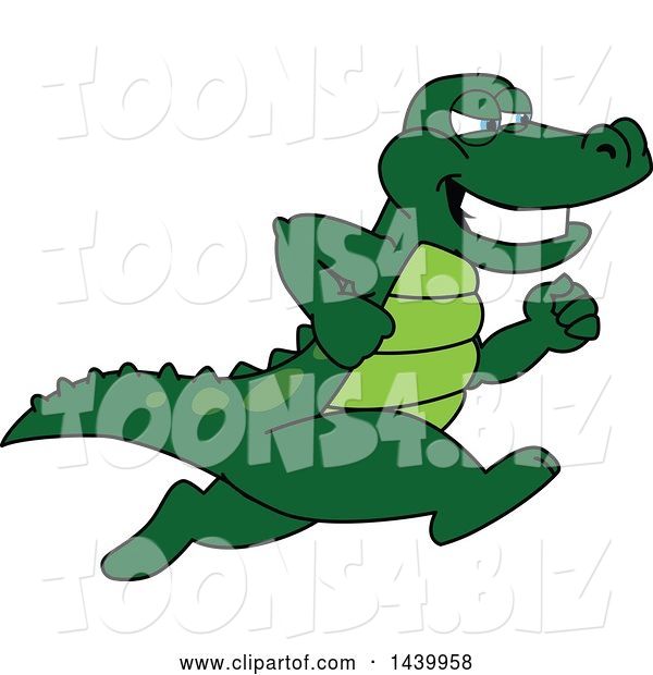 Vector Illustration of a Cartoon Alligator Mascot Running