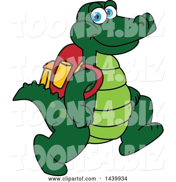 Vector Illustration of a Cartoon Alligator Mascot Wearing a Backpack