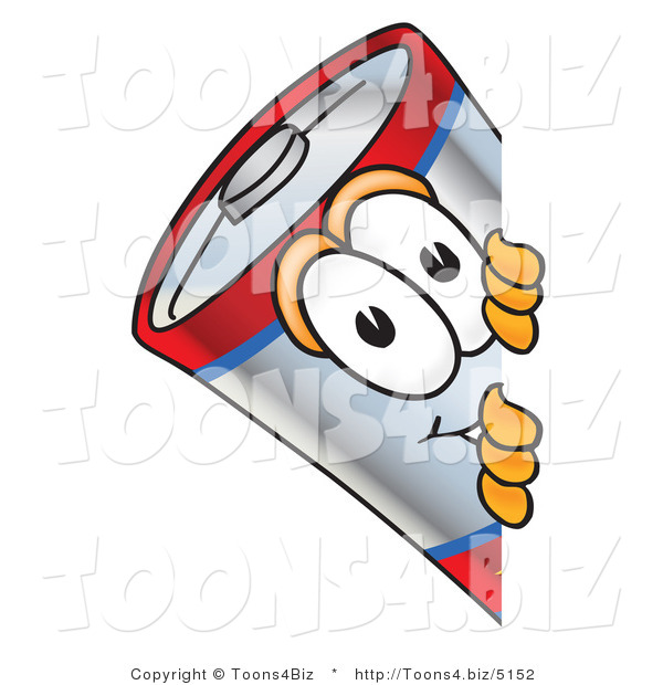 Vector Illustration of a Cartoon Battery Mascot Peeking Around a Corner