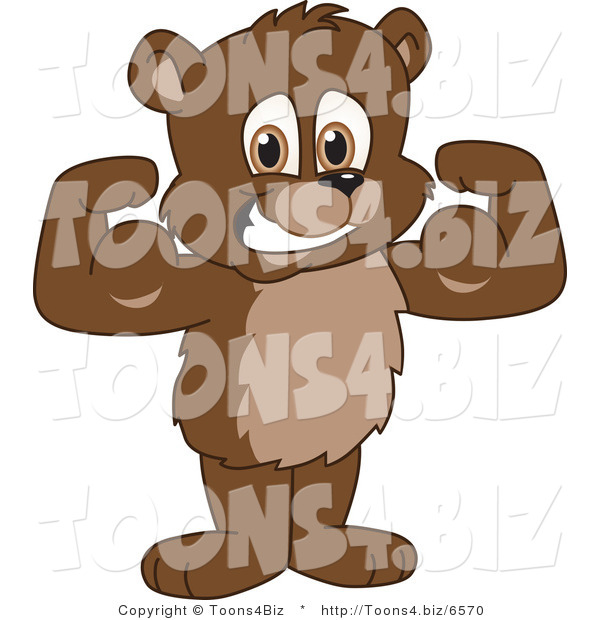 Vector Illustration of a Cartoon Bear Mascot Flexing