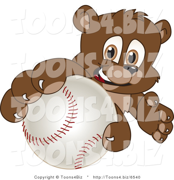 Vector Illustration of a Cartoon Bear Mascot Grabbing a Baseball