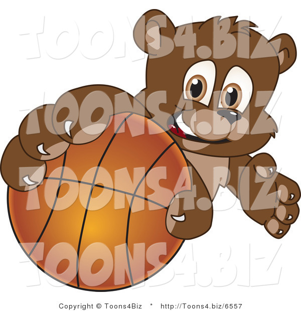 Vector Illustration of a Cartoon Bear Mascot Grabbing a Basketball