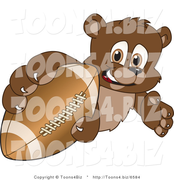 Vector Illustration of a Cartoon Bear Mascot Grabbing a Football
