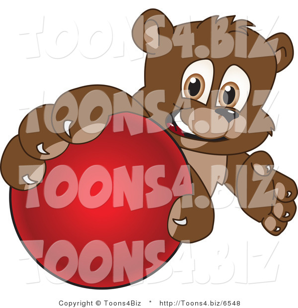 Vector Illustration of a Cartoon Bear Mascot Grabbing a Hockey Ball