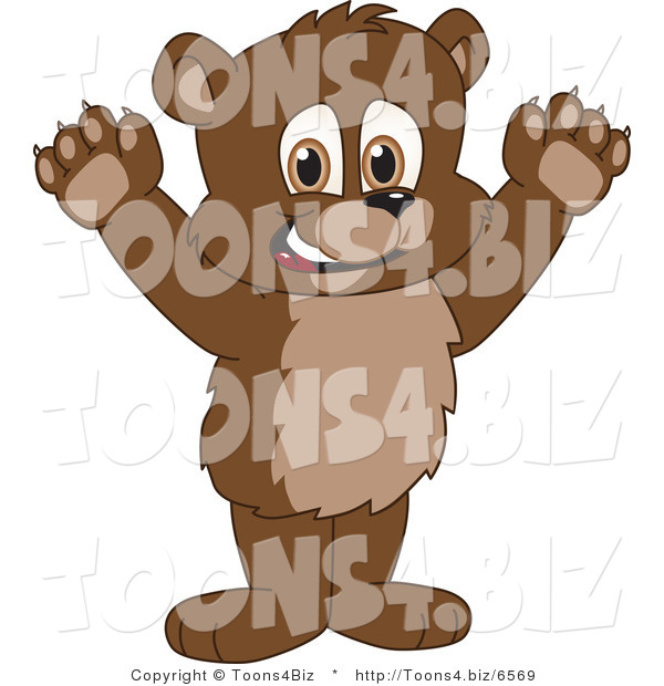 Vector Illustration of a Cartoon Bear Mascot Holding His Paws up