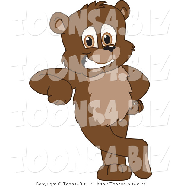Vector Illustration of a Cartoon Bear Mascot Leaning