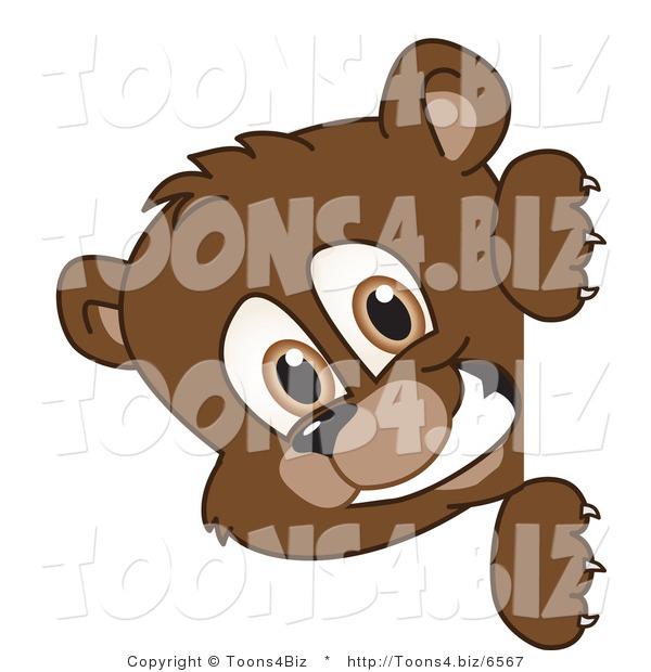 Vector Illustration of a Cartoon Bear Mascot Looking Around a Blank Sign