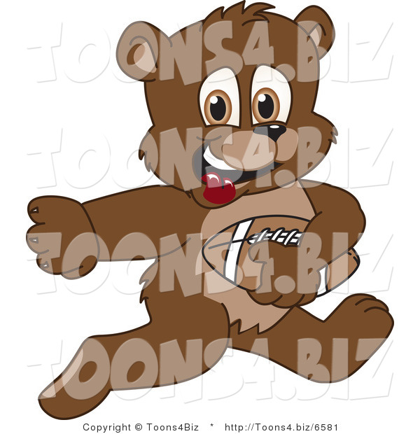 Vector Illustration of a Cartoon Bear Mascot Playing Football